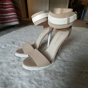 Nude and white Aldo heels